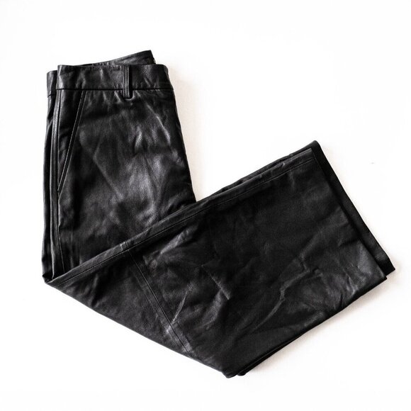 NWOT Lauren Ralph Women's Lambskin Leather Black Cropped Pants $695 - Size 12 - Picture 3 of 5